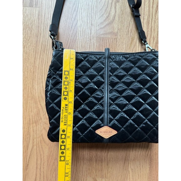 MZ Wallace Crosby Crossbody Black Quilted Nylon Bag - Multi-Strap Designer Purse - Picture 12 of 13